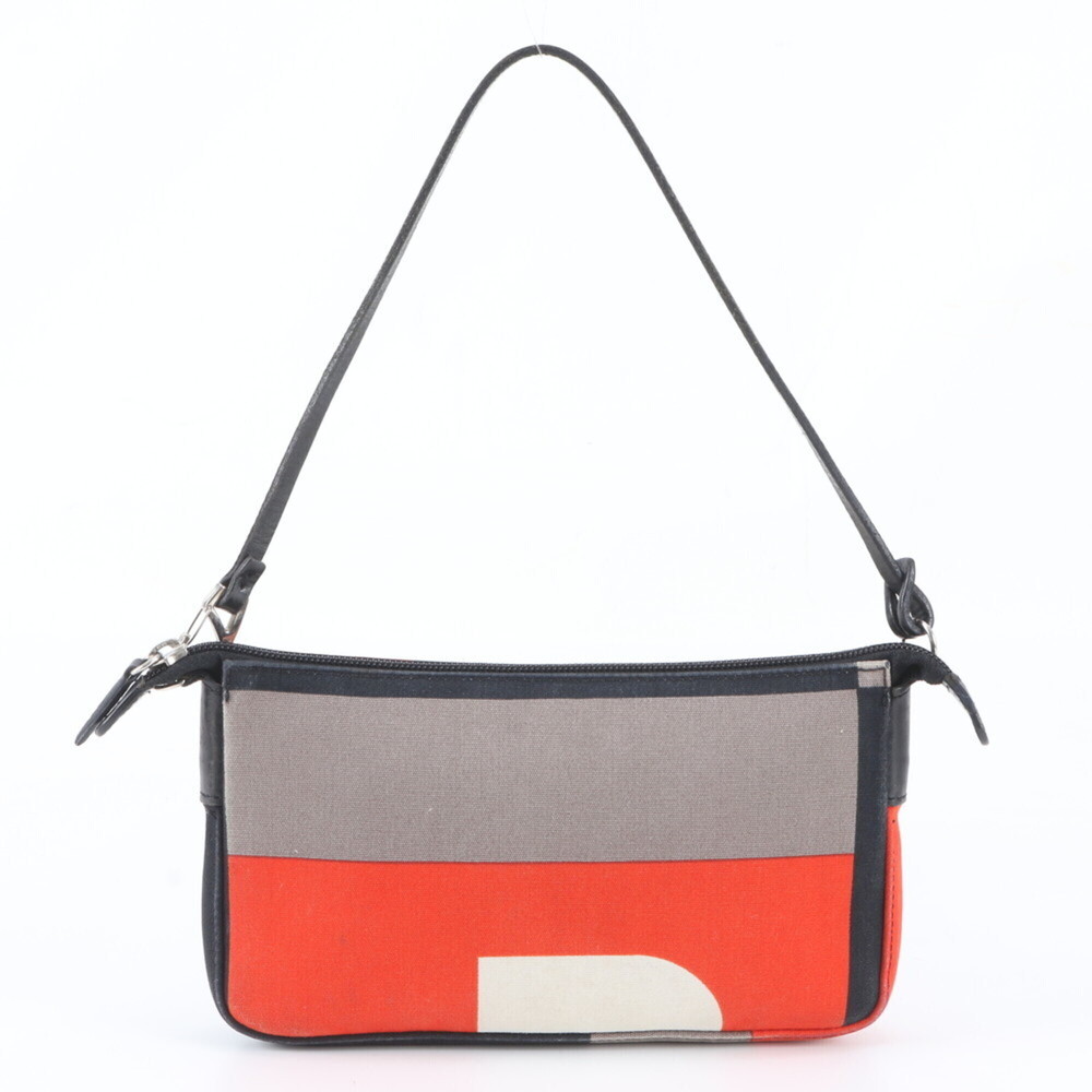 Bally Busy B Leather Canvas One-Shoulder Bag Handbag Brand Women's